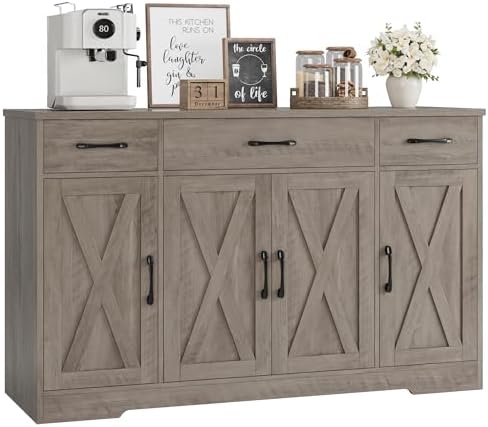 HOSTACK Kitchen Buffet Sideboard Storage Cabinet, Coffee Bar Cabinet, Grey by HOSTACK