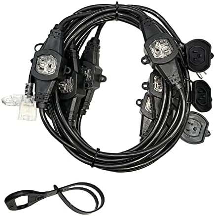 25FT Power Extension Cord 3 Prong, 16 Gauge SJTW 5-15R Cable Male Plug to Female Connector,7 Outlets Multiple Evenly-Spaced Plug,Suitable for Stage Setting or Outdoor. by oviitech