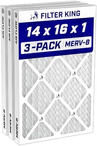 Filter King 14x16x1 Air Filter MERV 8, AC Furnace Filters (3-Pack) by FilterKing