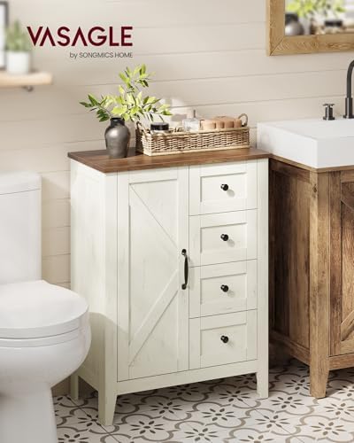 VASAGLE Farmhouse Storage Cabinet with Door, 4 Drawers, Adjustable Shelves - Image 2