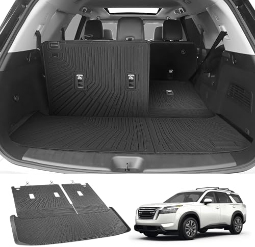 Cartist Cargo Mat & Backrest Mat Fits for Nissan Pathfinder 2022 2023 2024 2025 2026(7/8 Seats) All Weather TPE Trunk mat for Pathfinder Car Accessories for Pathfinder 2022-2026 by cartist