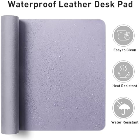 Aothia Leather Desk Pad Protector, Large Mouse Pad, Office Desk Mat, Non-Slip PU Leather Desk Blotter, Laptop Desk Pad, Waterproof Desk Writing Pad for Office and Home (23.6" x 13.7", Lavender) - Image 6