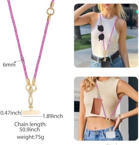 Phone Lanyard Crystal Phone Strap Crossbody, Plum - Image 6