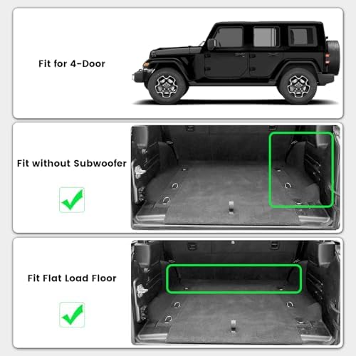 LASFIT Mats for Jeep Wrangler JL 2018-2026 4 Doors Cargo Without SUBWOOFER - Image 2
