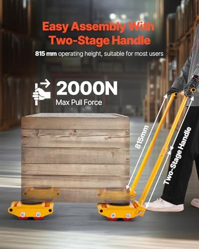 VEVOR Machine Skate, 6T Machinery Skate Dolly, 13228 lbs Machinery Moving Skate, Machinery Mover Skate with 360° Rotation Cap and PU Directional Rollers, Heavy Duty Industrial Moving Equipment, Yellow - Image 6