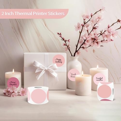 2 inch Round Thermal Label,Pink Circle Thermal Sticker Labels for Business and Home,Direct Thermal Printer Label for DIY Logo Design,Thanks Card,500 Labels/1 Roll - Image 6