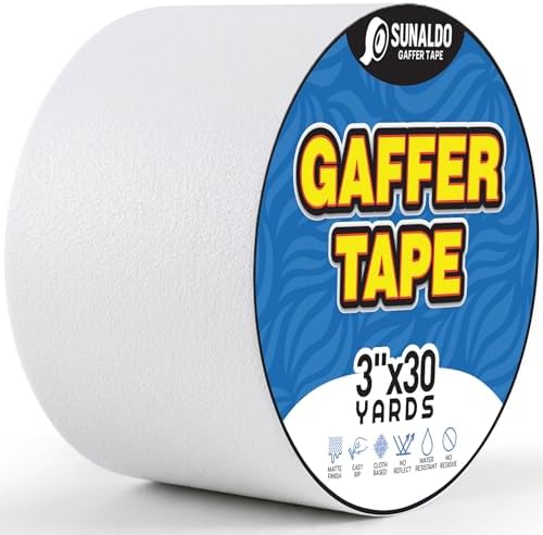 Gaffers Tape (3"x30 yards) Heavy Duty, Easy Rip, No Residue | White by Unknown