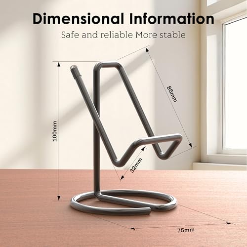 Metal Cell Phone Stand for Desk, Cute One-Piece Phone Holder, Stable Desktop Display Dock for iPhone, iPad, Samsung, Tablets & All Mobile Phones, Gray - Image 2