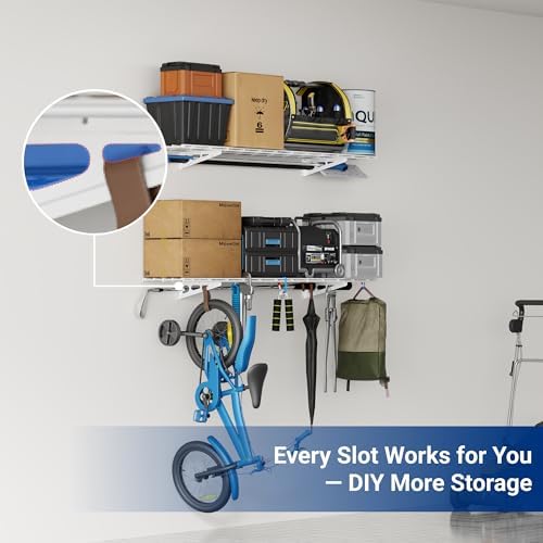 FLEXIMOUNTS 2-Pack 1x4ft 12-inch-by-48-inch Wall Shelf Garage Storage Rack Wall Mounted Floating Shelves, 450 lbs Load Capacity, White, Classic Series - Image 6