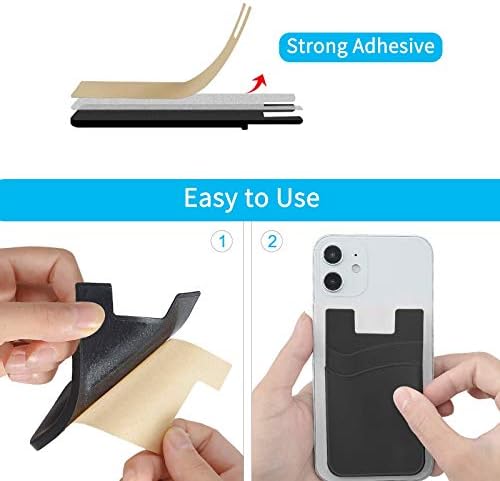 SS Card Holder for Phone Case, Phone Wallet Stick on Adhesive Silicone Cell Phone Pouch Suitable for iPhone Samsung Galaxy Any Smartphone 3 Pack - Image 4