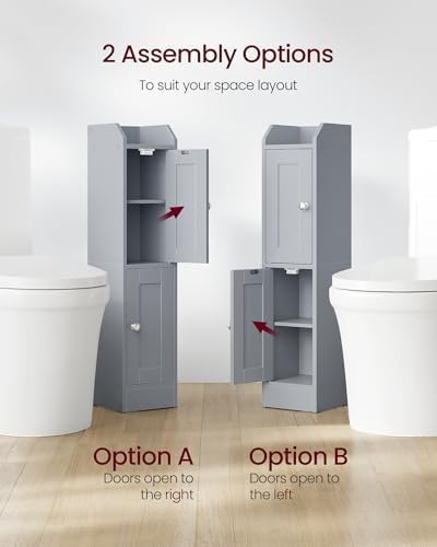 VASAGLE Small Storage Corner Floor Cabinet, 2 Doors, Dove Gray - Image 4