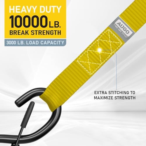 AUGO Heavy Duty Soft Loops –Pack of 6-1.5” x 17” Tie Down Anchor Straps for Use w/Ratchet Strap Hooks – 3000Lb Load Capacity & 10,000Lb Break Strength – Great for Motorcycle, Bike, Roof Rack, Etc. - Image 3