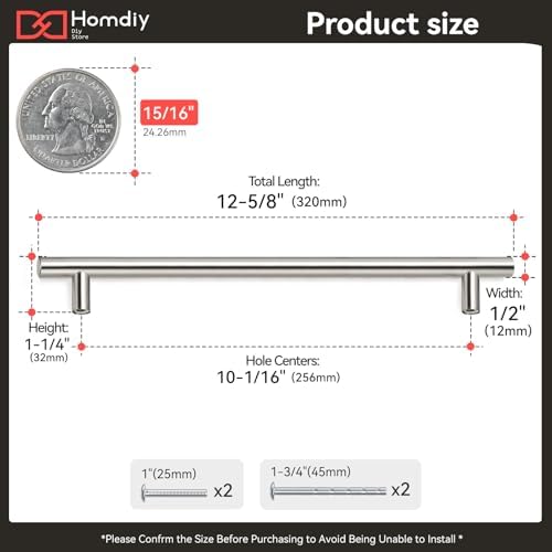 homdiy Brushed Nickel Cabinet Pulls Drawer Handles, 7-1/2in(192mm) Hole Center Dresser Drawer Handles Silver Drawer Pulls for Kitchen, Bedroom, Bathroom, Livingroom - Image 3