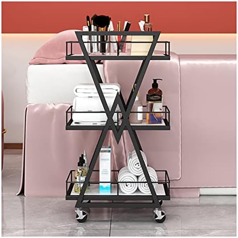 3-Tier Rolling Metal Cart for Beau Salon & Mcal Spa - Utili Trolley with Wheels Sto Ders for Hair Slists Nail Technicians - Sk Black h by Unknown