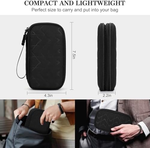 FYY Electronic Organizer, Travel Tech Pouch, Cable Organizer Black Quilted - Image 2