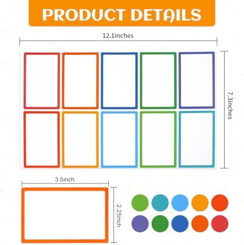Utron 500Pcs Name Labels, 3.5x2.25 inch Blank Nametags, Sticky Name Tags for Whiteboards Locker Fridge School Office Home 10 Colors - Image 2