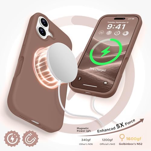 GolbinBox Magnetic for iPhone 17 Case, Silicone Cover, Brown - Image 4