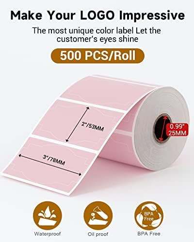 Phomemo 3x2 Thermal Labels for Shipping Label Printer, 500 Pink Label/Roll - Image 3