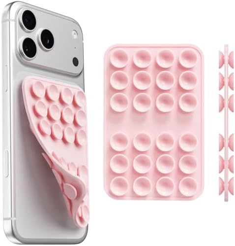 Upgraded Double Sided Silicone Suction Cup Phone Case Mount, Light Pink by Mnyatr