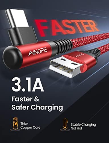 AINOPE USB C to USB Cable [3-Pack 3.3ft/6.6ft/10ft] 3.1A USB Fast Charge Right Angle, Resistant Nylon Braided USB C Charging Cable Compatible with Galaxy S21 S20 Plus, Note 20 10 9, Moto - Image 3