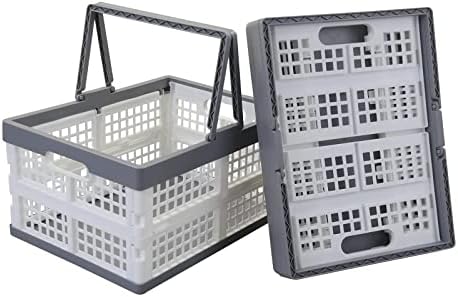 Teyyvn 2-Pack Collapsible Crate with Handle, Grocery Shopping Baskets by Teyyvn