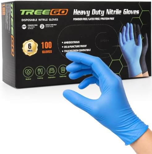 TREEGO Blue Nitrile Gloves, Small, 6 Mil Medical Exam Gloves, 100 Count by Treego