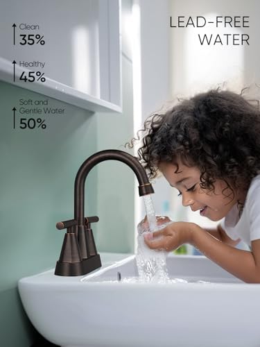 Cobbe Bronze Bathroom Faucets, Centerset Bathroom Sink Faucet 4 Inch - Image 3