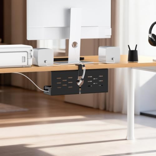Univivi Under Desk Cable Management Tray, Cable Management, 16 inch, Black - Image 6