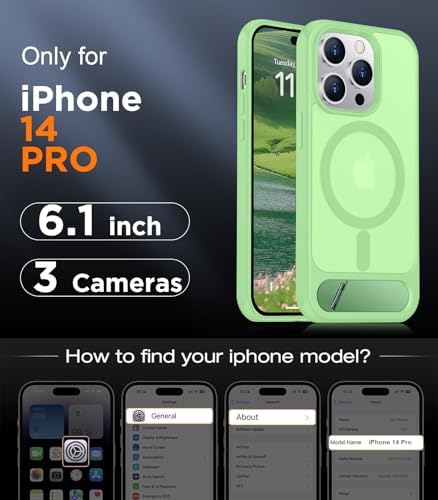 Temdan Magnetic Compatible with iPhone 14 Pro Case, [Built-in Invisible Kickstand][Compatible with MagSafe] [Military Grade Shockproof] Slim Translucent Matte Phone Case for iPhone 14 Pro 6.1" - Image 2