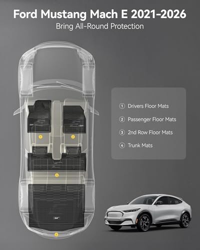 3W Floor Mats & Cargo Liner for Ford Mustang Mach E 2021-2026 Trunk Base Upper Only - Image 2