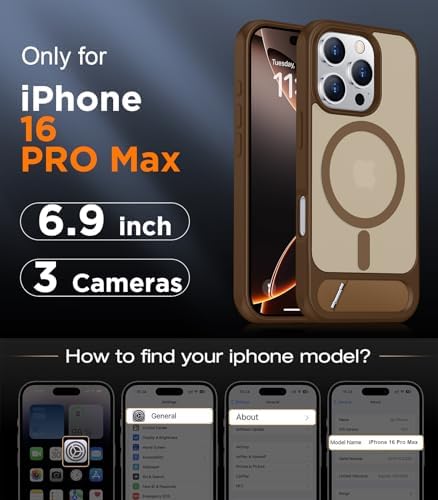 Temdan Magnetic Compatible with iPhone 16 Pro Max Case, [Built-in Invisible Kickstand][Compatible with MagSafe] [Military Grade Shockproof] Slim Translucent Matte Phone Case for iPhone 16 Pro Max 6.9" - Image 2