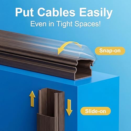 Yecaye TV Cord Hider, 42in Cord Cover Wall, W1.18in H0.6in, Darkwood - Image 7