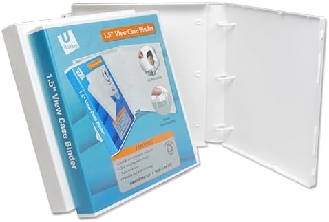 UniKeep 3 Ring View Binder - Binder Case is Fully Enclosed - Available in White, Clear, or Black and in Different Spine Sizes (Box of 15, White, 1.5 Inch) by UniKeep