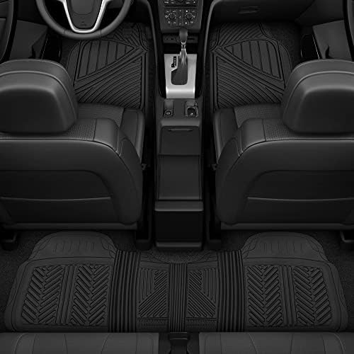 Motor Trend FlexTough Performance All Weather Rubber Car Floor Mats with Cargo Liner – Full Set Front & Rear Floor Mats for Cars Truck SUV, Automotive Floor Mats (Black) - Image 3