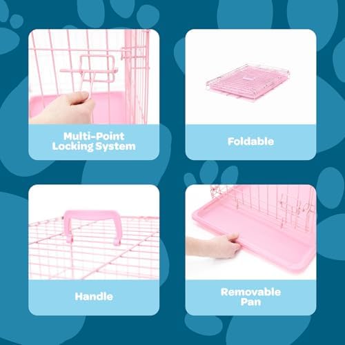 Carlson Pink Secure and Compact Single Door Metal Dog Crate, Small - Image 3