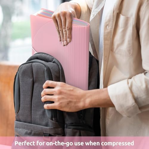 SKYDUE Accordion File Organizer, Expanding File Folder with 13 Pockets, Portable Document Paper Bill Receipt Organizer, Home School Office Supplies, Letter A4 Size Pink - Image 5