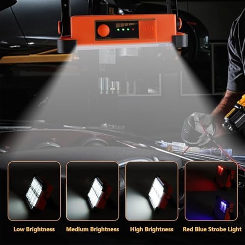 YXQUA 120W Solar Rechargeable Work Light, 144 LED 10000LM, Orange - Image 4