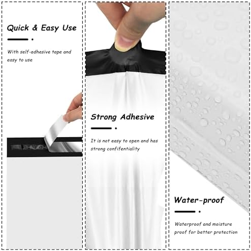 JinRuiKJ Poly Mailers 10x13 Inch, 200 Pcs Shipping Bags, White - Image 3