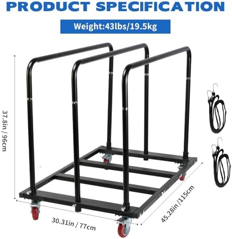 Folding Table Cart, Heavy Duty Panel Cart with 1,800LBS Capacity & 10 Table Holder, Features Swivel Casters for Easy Transport, Ideal for Catering Events, Wedding Receptions, and Conference Setups - Image 2