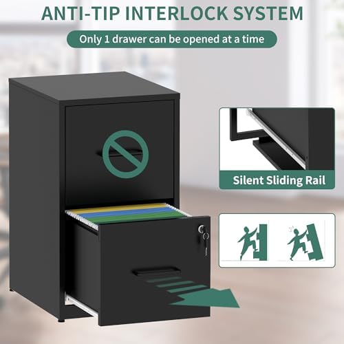 2 Drawer File Cabinet with Lock,Metal File Cabinet for Home Office - Image 4