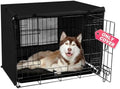 Seiyierr 48 Inche Dog Crate Cover, Double Door Dog Kennel Cover for Large Wire Dog Crate, Lightweight 600D Polyester Windproof Pet Crate Covers, Cover Only, Black by Seiyier
