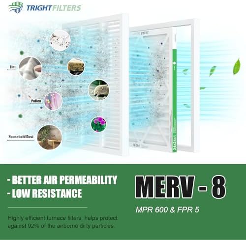 TRIGHTFILTERS 24x24x1 Air Filter 6 Pack, Durable MERV 8 Pleated Home HVAC AC Furnace Filters, Lightweight Compact Air Conditioner Filter Replacement - Image 4