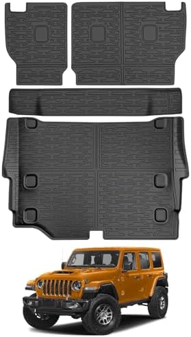 Cargo Liners for 2021-2026 Jeep Wrangler JL Unlimited 4XE 4 Door,Trunk Mat with Seat Back Cover Accessories All Weather Rear Cargo Mat Backrest Protector for 4XE (Not for 4X4 Gas Type) - Image 7