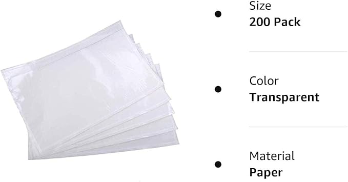 6" x 9" Clear Adhesive Top Loading Packing List Pouches Shipping Label Envelopes - Image 7