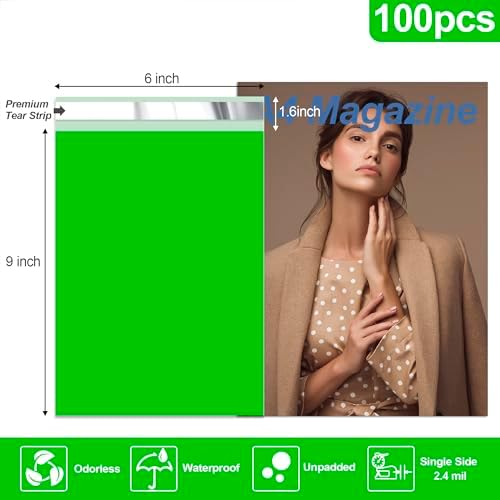 JinRuiKJ Poly Mailers 6x9 Inch, 100 Pcs Shipping Bags, Green - Image 2