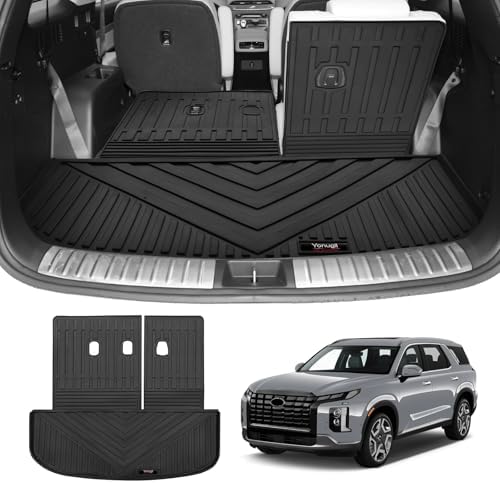 Custom for 2020-2025 Hyundai Palisade Cargo Mats Trunk Liner with 3rd Rear Seat Backrest Mat All Weather TPE Protection Mat Accessories (for 2020-2025 Hyundai Palisade) by Yonugli