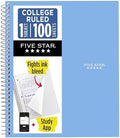 Five Star Spiral Notebook + Study App, 1 Subject, College Ruled Paper, 8.5" x 11", 100 Sheets, Blue (Color May Vary) (72565) by FiveStar