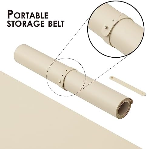 Leather Desk Mat - Non-Slip PU Desk Pad for Office and Home - Desk Organization and Accessories - Ideal for Large Mouse Pad and Desk Mats on Top of Desks (Beige,36"x 17") - Image 3