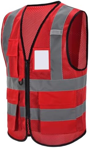 High Vis Safety Vest Reflective Strips, Multi-Pocket Design, Available in Yellow,Orange,black,Pink,blue,Red,purple - Image 2