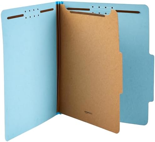 Amazon Basics Classification Folder for Documents and Organization, 1 Divider, 2" Embedded Fasteners, Letter Size, Light Blue, 10 Count (Pack of 2) - Image 3